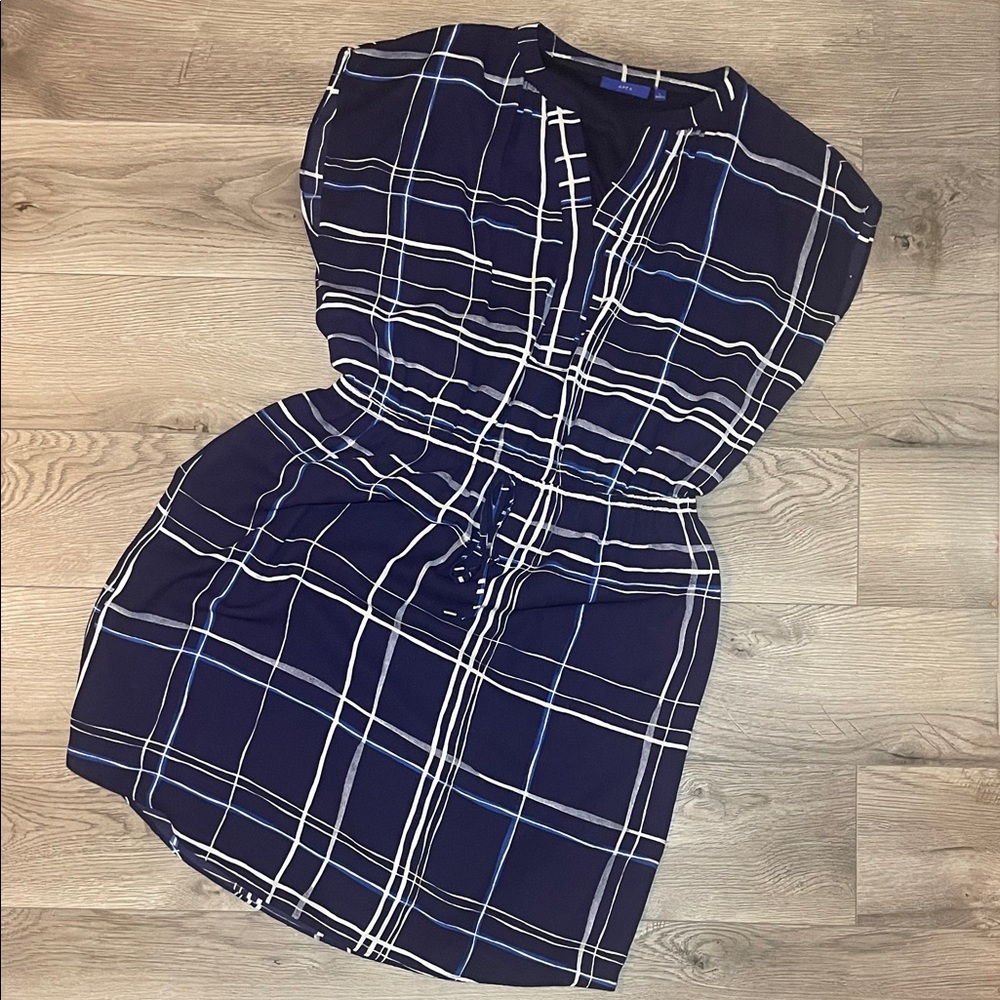 Apt. 9 Navy and White Plaid Midi Dress